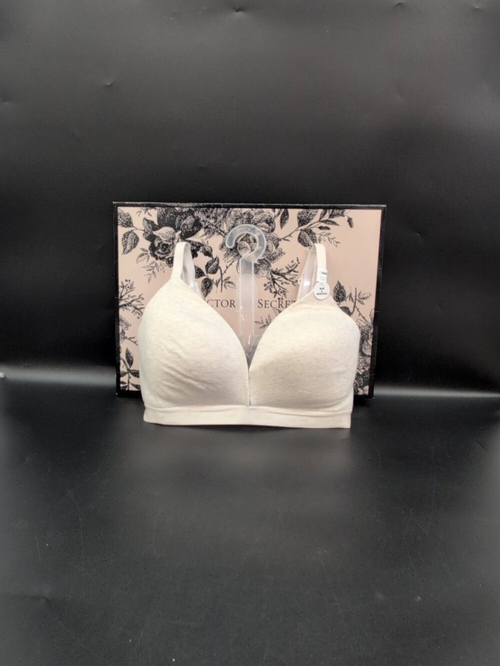 Victoria's Secret PINK Logo Cotton Triangle Bralette 32DDD Natural Heather